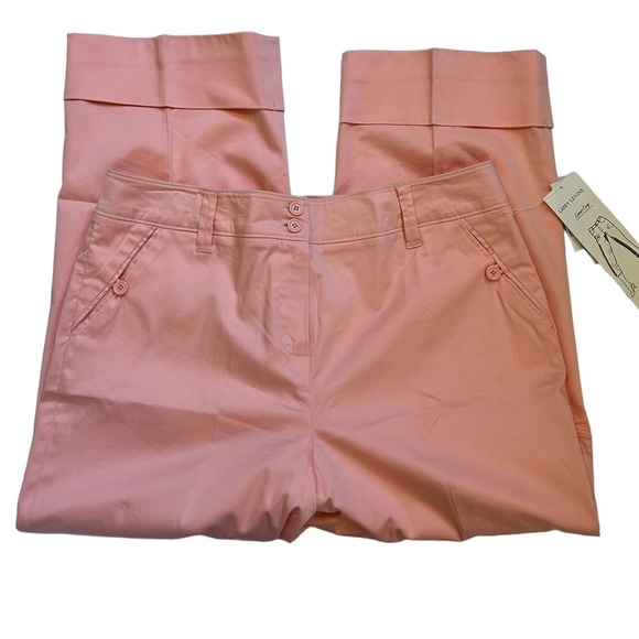 Larry Levine Soft Stretch Career Crop Pants Peach Capris Size 16  NWT - Picture 2 of 13